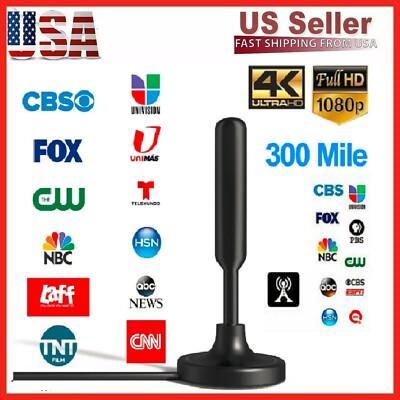 #ad 300 Miles Upgraded TV Antenna Digital HD Antenna Indoor HDTV 1080P 4K Long Range $6.80