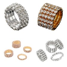 Fashion Women Punk Crystal Rhinestone Ring Elastic Ring DIY Wholesale Lovers