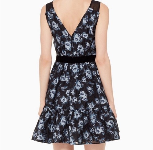 Kate Spade Prairie Rose Jewel schwarz und blau Cocktailkleid Größe 4 neu ohne Etikett - Bild 3 von 13