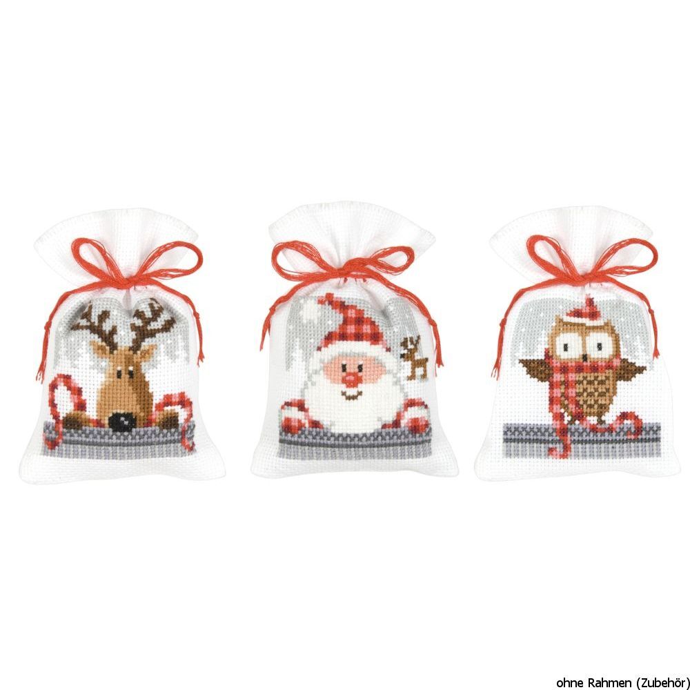Vervaco counted herbal bags stitch kit Christmas buddies kit of 3, DIY