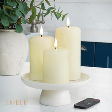 EMBER&trade; LED Candle Light Flameless Flickering Wax Signature Ivory Battery Powered