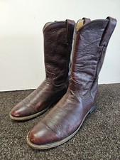 Vtg Justin Leather Boots Roper Burgundy Cowboy Western Style 3718 Womens Size 7D