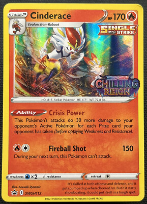 Cinderace SWSH112 Black Star Promo Holo Chilling Reign Pokemon