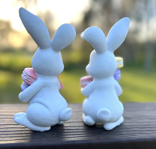 Conejito blanco con macarons Pascua decoración del hogar regalo de vacaciones - Imagen 5 de 11