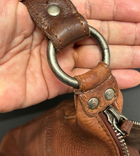 VILENCA Holland Woven Detail HOBO-SHOULDER Bag-Distressed Genuine Brown Leather - Picture 11 of 14
