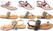 Women's Multi Color Beaded Bohemian Sandals Thongs Gladiators Shoes Sz 5-10