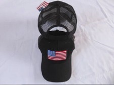 BLACK USA PATCH TRUCKER STYLE MESH HAT CAP