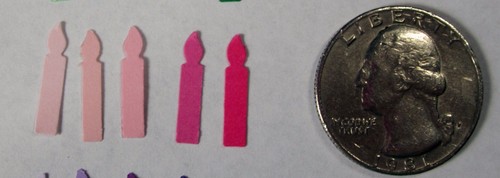 TINY BIRTHDAY CANDLE Set Lot 120 pieces 5 colors Punch Cutouts punch-outs 5/8" - Picture 12 of 19