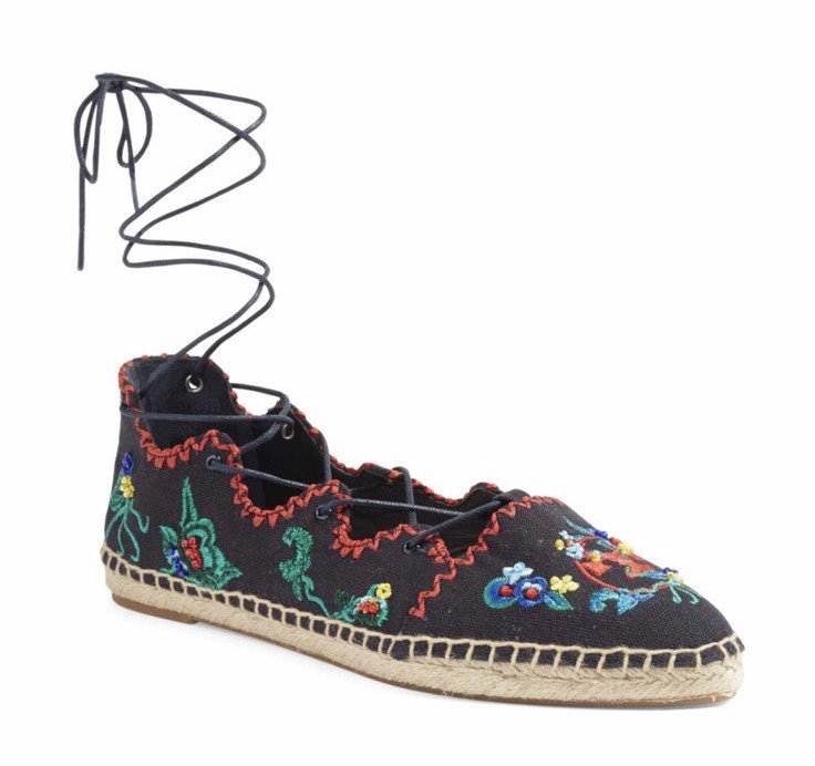 Brand New Tory Burch Sonoma Embroider Ghillie Espadrille Navy