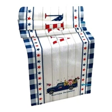 farmhouse Truck Americana Patriotic Table Runner NEW