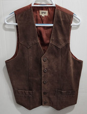 Vintage GAP 60  s Western Brown Suede Leather Vest Size Medium