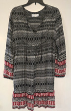 Time and Tru V neckline with Accent Tassels Boho Peasant Dress Size L 12-14