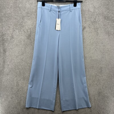 Me + Em Rousers Womens Size UK 10 Blue Wide Leg Wool Tailored Flared Palazzo