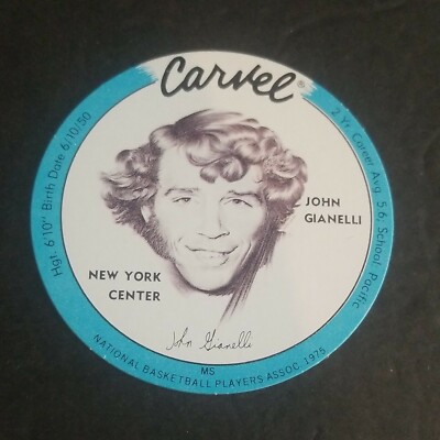 1975 CARVEL BASKETBALL DISC JOHN GIANELLI NEW YORK KNICKS MINT COND. BLUE
