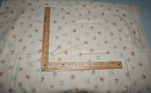 Joan Kessler Cream Background Small Flowers Cotton Fabric 29"x56W Quilting Craft - Picture 2 of 3