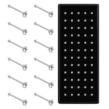 60pcs Stainless Steel Nose Rings Bone Stud Body Piercings Jewelry 1.5-2.5mm 22g