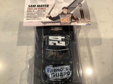 SAM MAYER AUTOGRAPHED 2020 CHEVY ARMOUR GUARD BRISTOL RACE WIN DIECAST & CARD