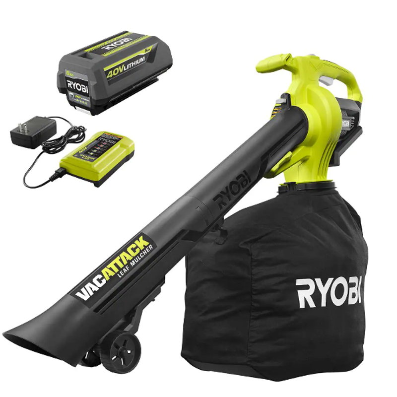 RYOBI RY40451 40V Vac Attack Cordless Leaf Vacuum/Mulcher W/5