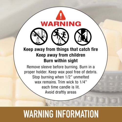  Candle Making Warning | Safety Labels / stickers Sow Wax Melts Various Qty 1043 - Afbeelding 1 van 3