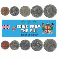 5 COINS FROM FIJI. 1969-2018. 1-50 CENTS. OCEANIAN OLD COLLECTIBLE COINS