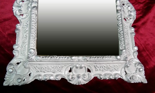 WANDSPIEGEL 45x38CM ANTIK BAROCK REPLIKATE RECHTECKIG WEIß / SILBER 345 88* - Picture 5 of 9