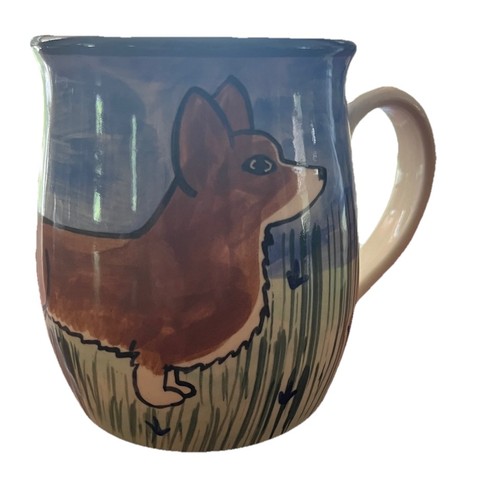 Juego de dos tazas de 20 oz firmadas por KD Karen Donleavy Corgi Dog excelente - Imagen 2 de 9