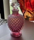 Fenton cranberry Hobnail Opalescent Perfume Decanter Bottle With Stopper
