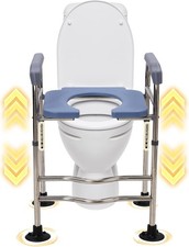 Narrow Raised Toilet Seat and Frame Non-Slip Handles Commode Toilet Chair 40cm