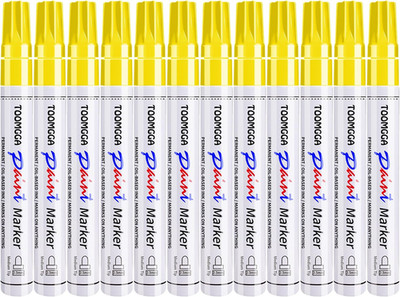 Yellow Permanent Paint Pens Paint Markers - 12 Pack Oil Based Markers, Quick Dry