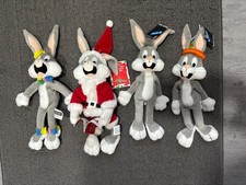 Warner Bros 12" Bugs Bunny Bean Bags Beanies w/Tags 4 Birthday Hula Santa 1999