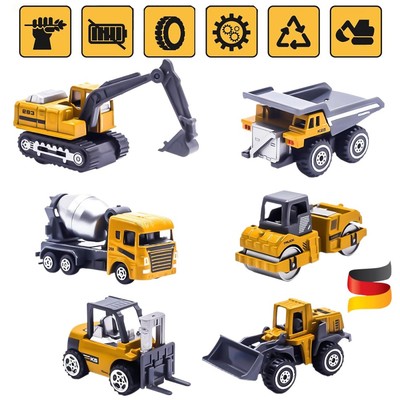6Stk Baustellen Fahrzeuge Metall Kunststoff Baufahrzeuge Spielzeug Auto DHL