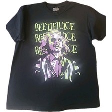 Beetlejuice Beetlejuice Beetlejuice Black T Shirt Mens Large Official Cotton
