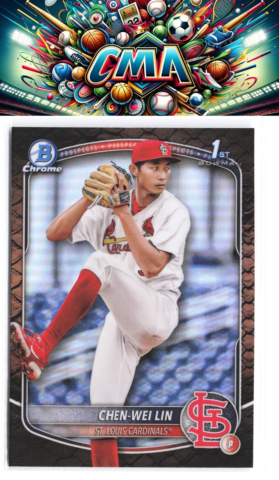 2025 Bowman #BCP-141 Chen-Wei Lin Chrome Prospects Reptilian Refractor