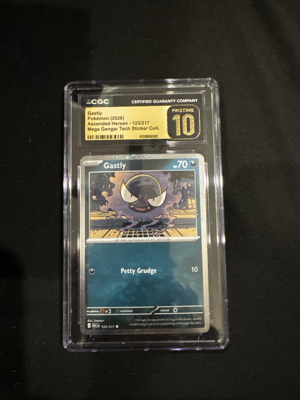 Pokemon Ascended Heroes 123/217 Gastly Tech Sticker Cosmos Holo CGC 10 Pristine