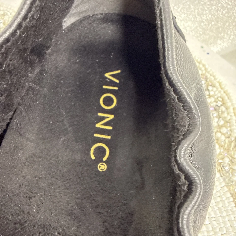Zapatos ortopédicos sin cordones para mujer Vionic de cuero negro Uptown Ballet talla 10 Foto 3 de 4