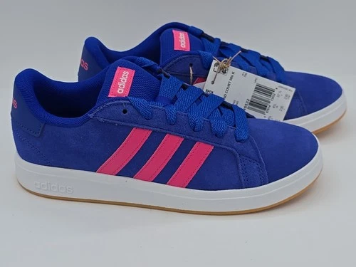 Adidas grand Court 00’s K JR5532 Youth 5 Blue With Hot Pink Stripe New In Box