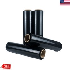 18"x1000' 80Gauge 4 Rolls Pallet Wrap Stretch Film Hand Shrink Wrap 1000FT Black