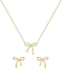 Valentines Earrings Necklace for Women Valentine Jewelry Set Dainty Bow Earrings