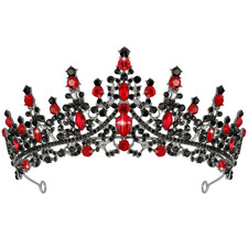 Queen of Hearts Crown, Gothic Black Red Crown, Princess Tiaras for Women Girls,