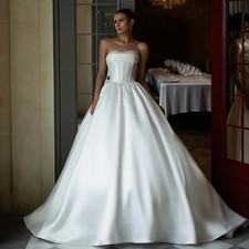 Ball Gown Wedding Dress Customized Sweetheart Pearls Pleat Corset Bridal Gown