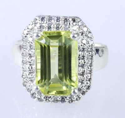 Bague En Saphir Jaune Naturel De 11,55 Ct Taille Émeraude 13 X 8 Mm Certifiée - Photo 1/4