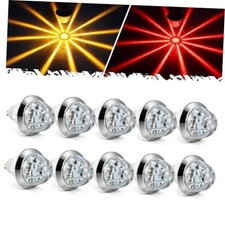 10Pcs 3/4 Inch Amber Red Mini LED Watermelon Lights, 12V Dual Colors Amber/Red