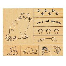 9 PCS Cute Cat Rubber Stamp Set Adorable Kitty Paws Prints Toys Phrases DIY