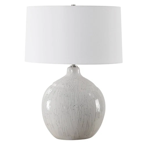 Uttermost Dribble 26" Modern Dripped Gray and White Ceramic Table Lamp - Picture 4 of 7