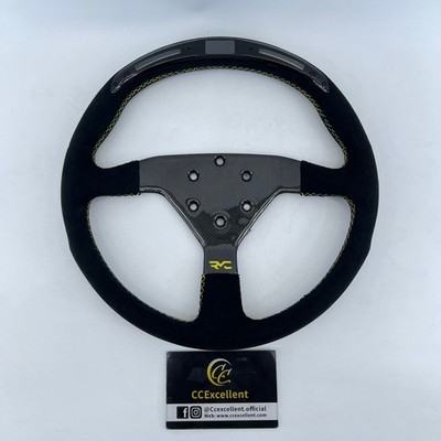 For momo Custom Full Alcantara Racing Steering Wheel With rpm light