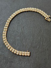 9ct Yellow Gold Illusion Set Double Row Diamond Bracelet With Eighty Diamonds