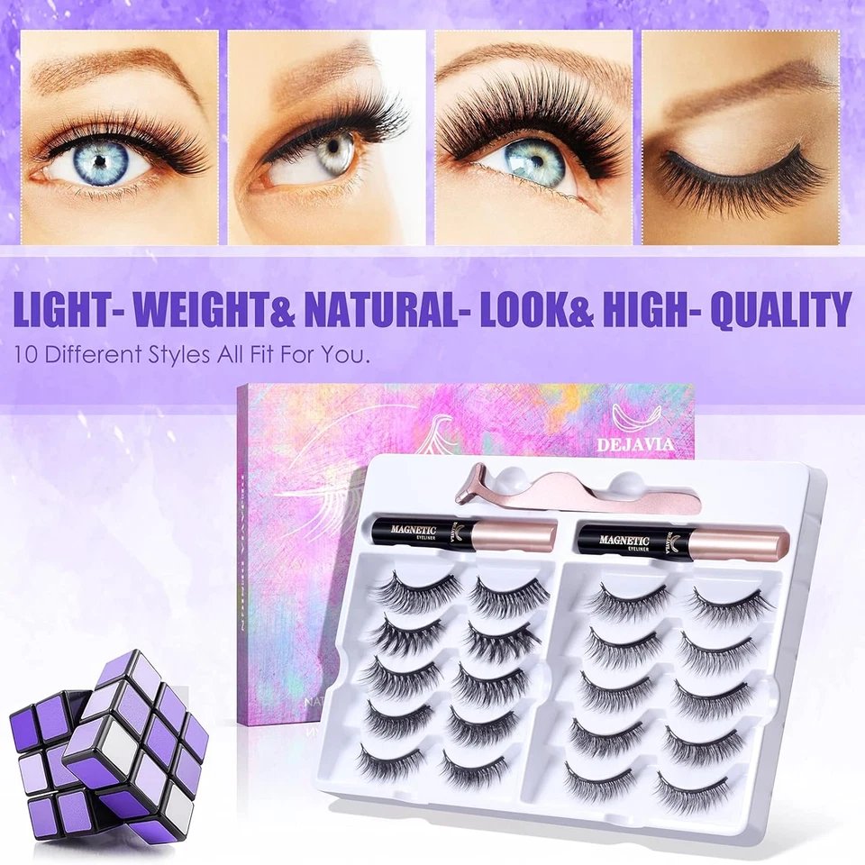 Magnetic Lashes [10 Pairs], Premium Natural Looking, Reusable Lightweight Wispy  - Image 2 of 4