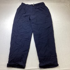 VTG Lauren Ralph Lauren Pants Womens 16 Blue Wool Blend Cuffed Quiet Luxury