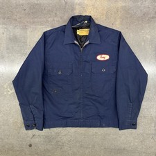 VTG 1950s 60s  Tony  Industrial Mechanic Work Jacket 38 Gripper Zipper Navy Blue