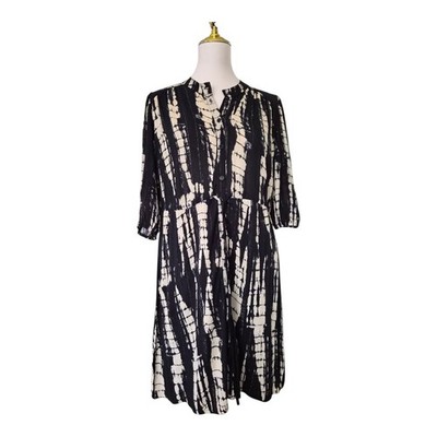 ba&sh Kenya Tie Dye Shirt Dress Womens Size 1(4) Small Black White Viscose Midi